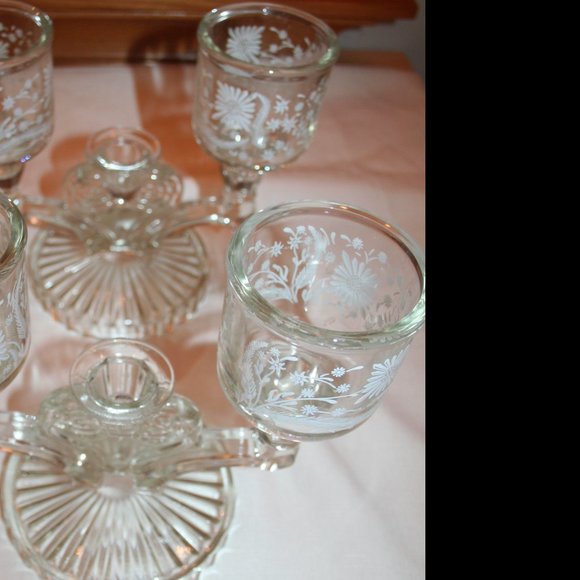 Reduced! 3 LIGHT CANDLESTICK - Cosmos Clear by Jeannette (6pcs) - Picture 4 of 9
